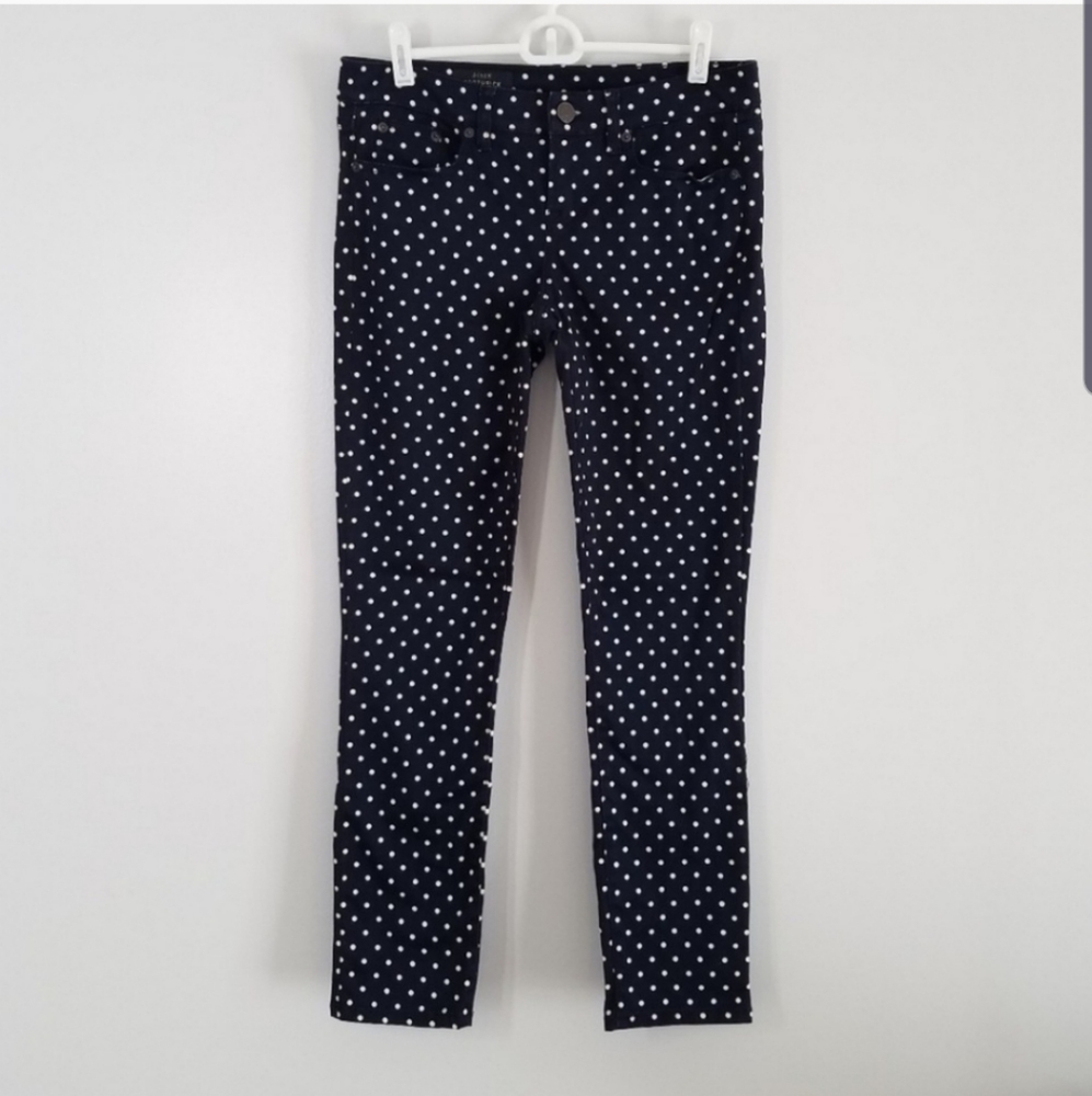 J.Crew TOOTHPICK dark wash polka dot jeans 27